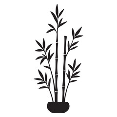 Bamboo Plant Silhouette Vector Icon for Nature, Eco, and Botanical Design