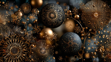 Set blank minimalist kraft background. Gift craft wrapping paper in golden circle, dot, snowflake, st for wallpaper, postcard, poster, collage for New Year, Christmas. Vector illustration EPS10