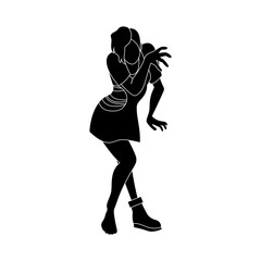 Zombie Woman Silhouette Vecto...
