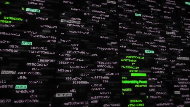 Abstract Digital Code Background Displaying Hexadecimal Numbers And Data Streams Representing Programming, Cybersecurity, Blockchain, And Artificial Intelligence