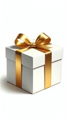 Obraz premium Elegant gift box with golden ribbon decoration.