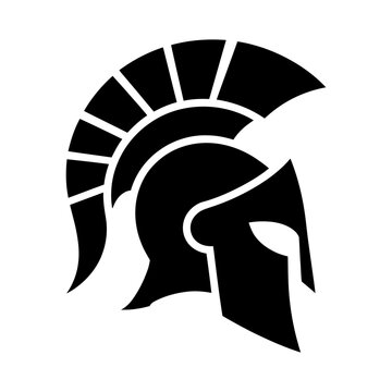 Spartan helmet side view Design icon Silhouette vector on white background