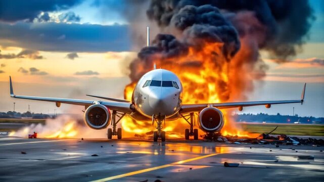 Plane Crash on Runway.