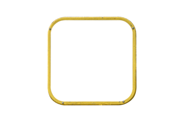 Old yellow metal frame from transport window is isolated.