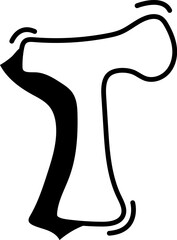 Black and White Bold Letter T Doodle Style Alphabet Font