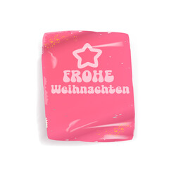 Frohe weihnachten Merry Christmas in German quote pink sticker vector design, creative holiday typography, modern festive graphic art for cards, invitations, social media banners, and decorations.