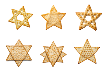 Collection of Matzo Star of David shape isolate on transparent background