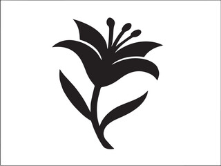 Elegant lily flower silhouette on black background silhouette