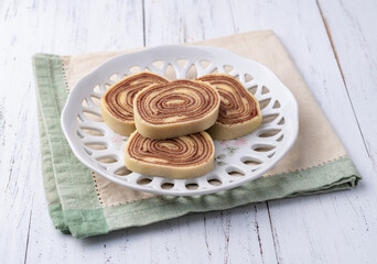 Bolo de rolo, typical brazilian northeast roll cake filled with guava cream