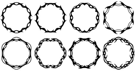 Set of hand drawn Photo circle frames Vector illustration isolated on white background