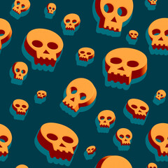 3d skulls stars icon seamless texture pattern