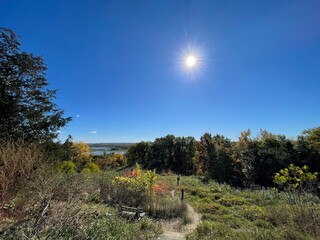 landscape with blue sky and clouds in the autumn 