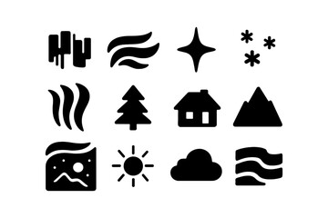 Fototapeta premium Minimalist black and white nature and weather icons collection