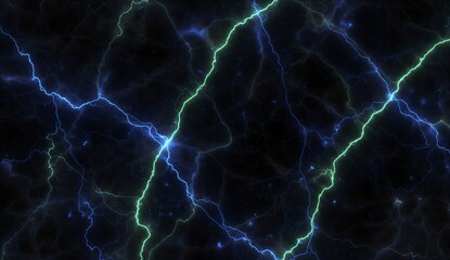 Electric blue and green lightning strikes abstract energy discharge background perfect for technology or science concepts