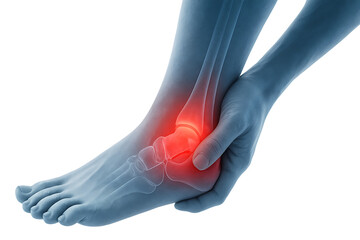 Human ankle pain&nbsp;isolated on transparent background