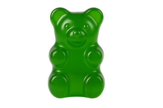 Green gummy bear candy isolated on transparent background - Powered by Adobe