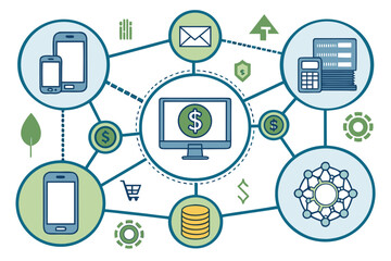 Dynamic Bold Fintech Ecosystem Connecting Devices Professional Photo