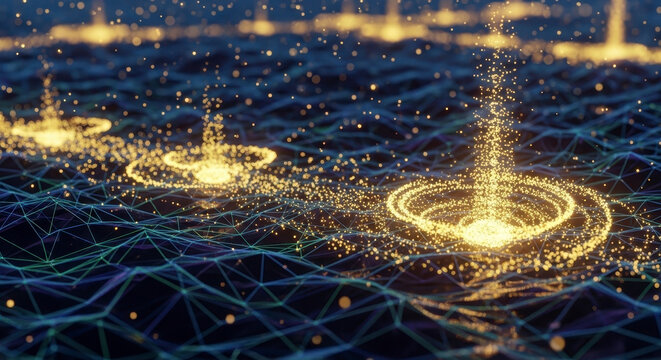 Dynamic glowing network visualization for innovative technology and cutting edge data solutions