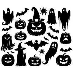 halloween pumpkin set vector silhouette 