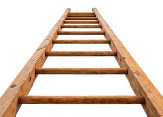 Ladder wooden isolated on a transparent background.