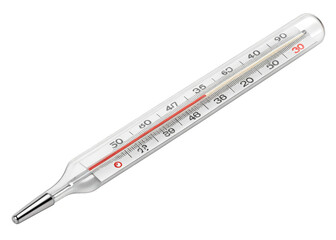 mercury glass thermometer isolated on a transparent background.