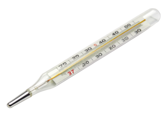 mercury glass thermometer isolated on a transparent background.
