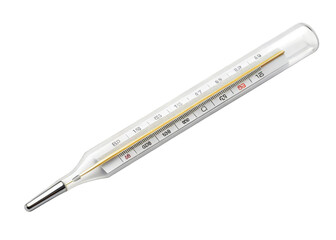 mercury glass thermometer isolated on a transparent background.
