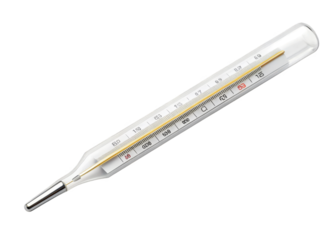 mercury glass thermometer isolated on a transparent background.