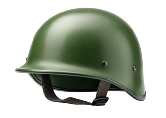 military green helmet isolated on a transparent background.