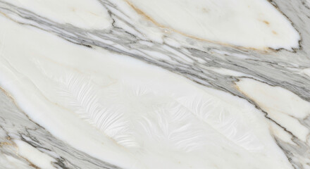 Elegant white marble texture with dramatic grey veining and subtle gold accents for luxurious design projects