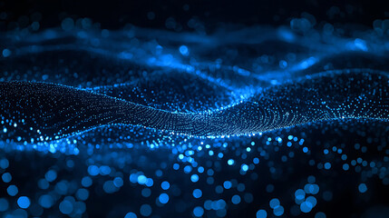 Abstract blue glowing particle wave background a technological representation of future innovation and connectivity