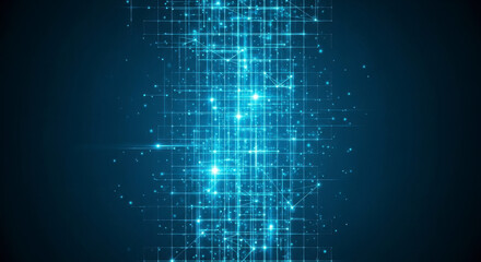 Dynamic glowing network connections pulse with bright digital energy across a dark futuristic expanse