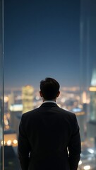 Generative AI visionary businessman observes cityscapes