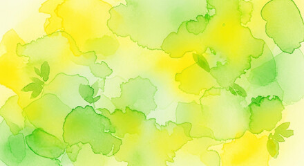 Vibrant watercolor splashes in fresh green and bright yellow create a lively, organic abstract backdrop for design