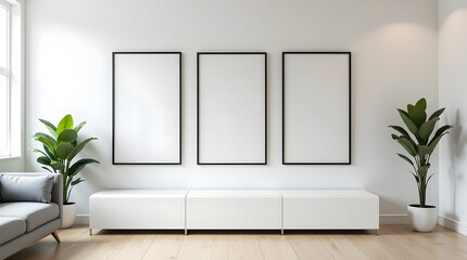 Modern living room interior blank frame mockup design