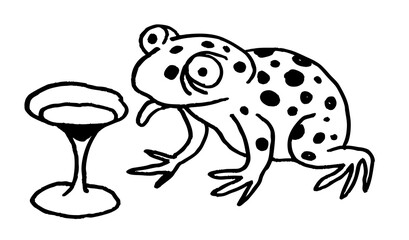 Frog leopard with drink Tattoo Line Print code symbols, signs