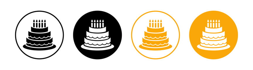 Birthday cake icon set on transparent background