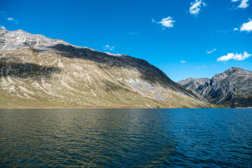 The scenery of high mountains and lakes in the eastern part of the Qinghai Tibet Plateau, The Mugecuo Scenic Area in Sichuan, China