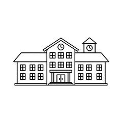Architectural Blueprint of a Classic School Building Illustration in a Minimalist Style