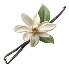 Vanilla flower with stick on white background - Copy