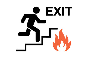 Exit sign emergency fire escape route safety evacuation stairs danger