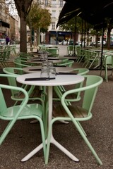 table and chairs in a garden