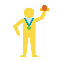 Employee Holding Winner Medal Vector Illustration