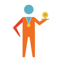 Professional with Medal and Ribbon Vector Illustration
