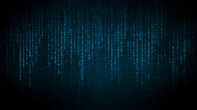 Digital rain of binary code illuminating futuristic technology matrix background concept