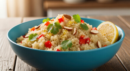 Vibrant quinoa salad bursting with fresh flavors and healthy ingredients, perfect for a nutritious meal.