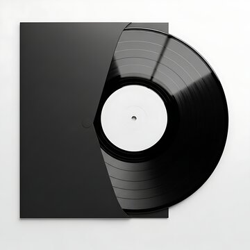 A clean, simple image of an unlabeled black LP emphasizing its iconic circular shape and musical grooves.