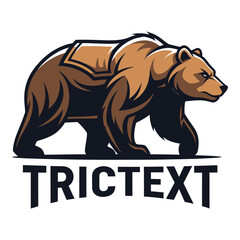 Obraz premium Bold grizzly bear logo design with powerful stance, perfect for sports teams or brand mascots seeking an intimidating yet professional look.