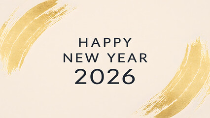 Happy new year 2026 with gold brush strokes