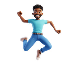 PNG 3D vector of a crazy man jumping on one foot, playful and energetic cartoon character perfect for fun, quirky designs, animations, and humorous projects